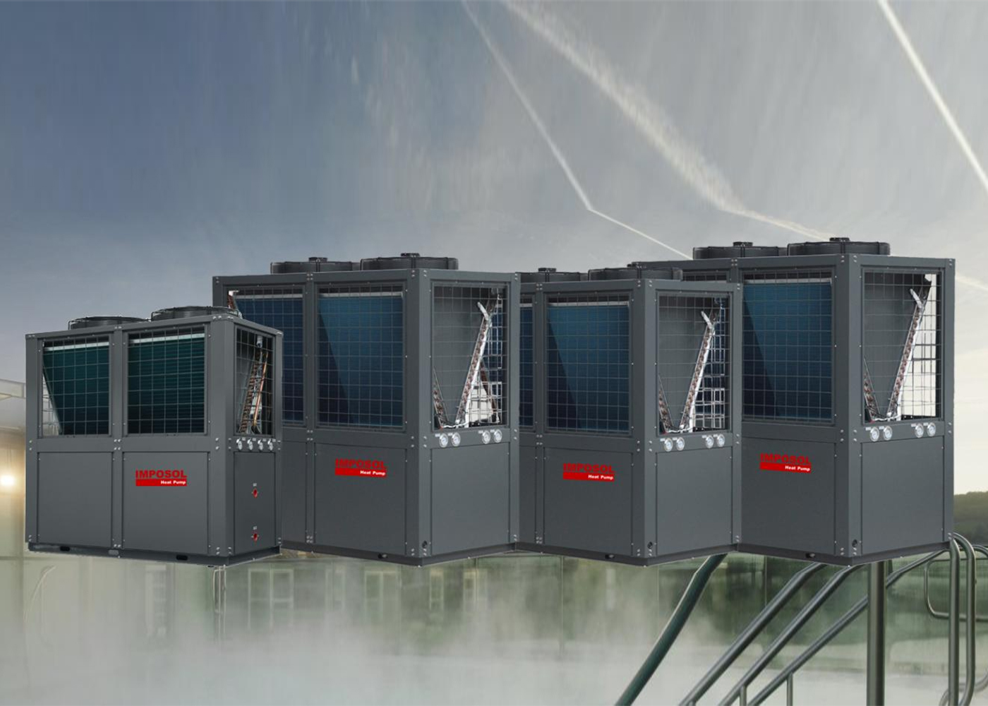 51 kW / 59 kW / 67 kW / 89 kW Fixed Speed & EVI Commercial Air to Water Heat Pump 75-80C High Temperature Hot Wate